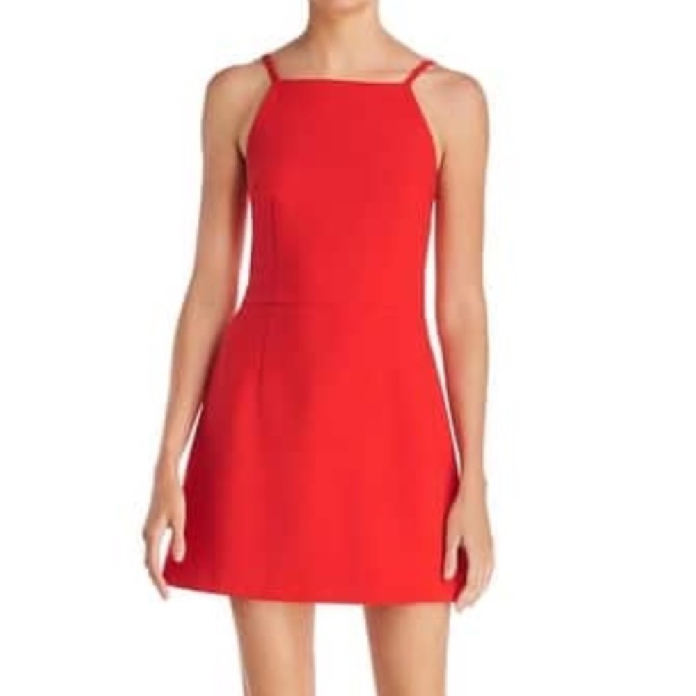 French Connection Red Square Neck Sleeveless Dress
